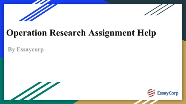 Operation Research Assignment Help