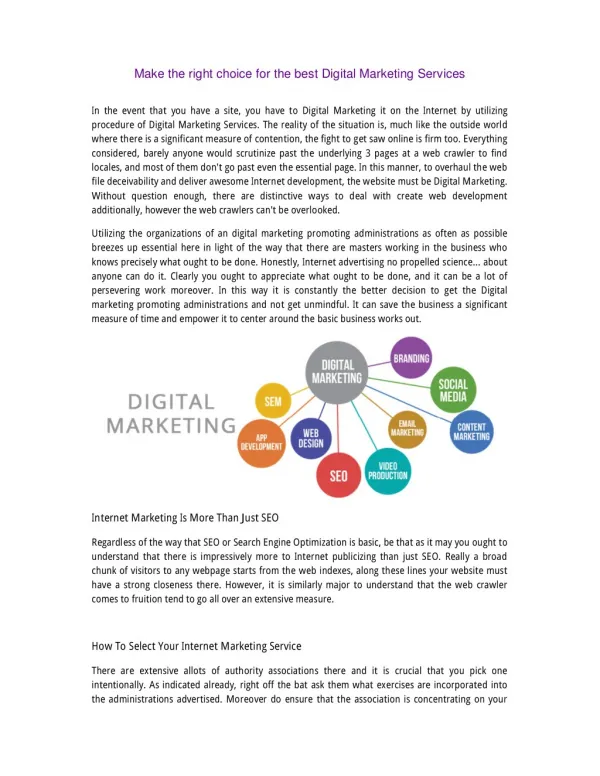 Make the right choice for the best Digital Marketing Services