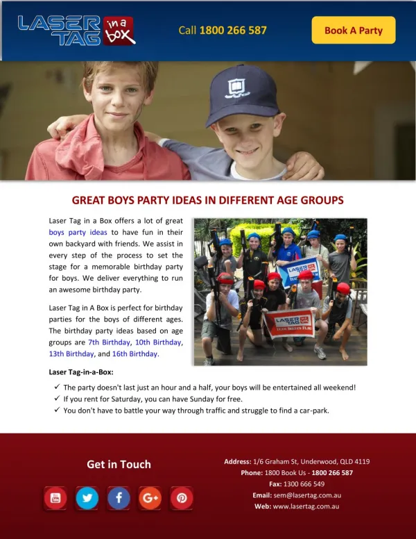 GREAT BOYS PARTY IDEAS IN DIFFERENT AGE GROUPS