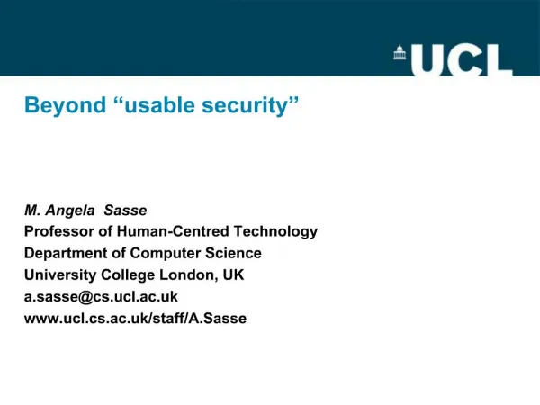 Beyond usable security
