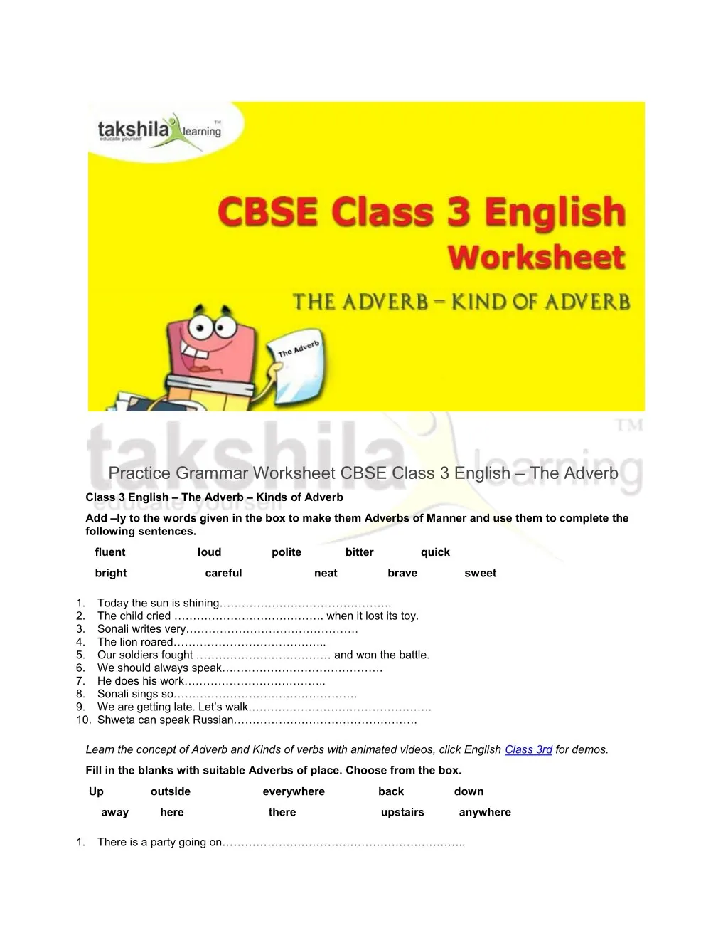 practice grammar worksheet cbse class 3 english