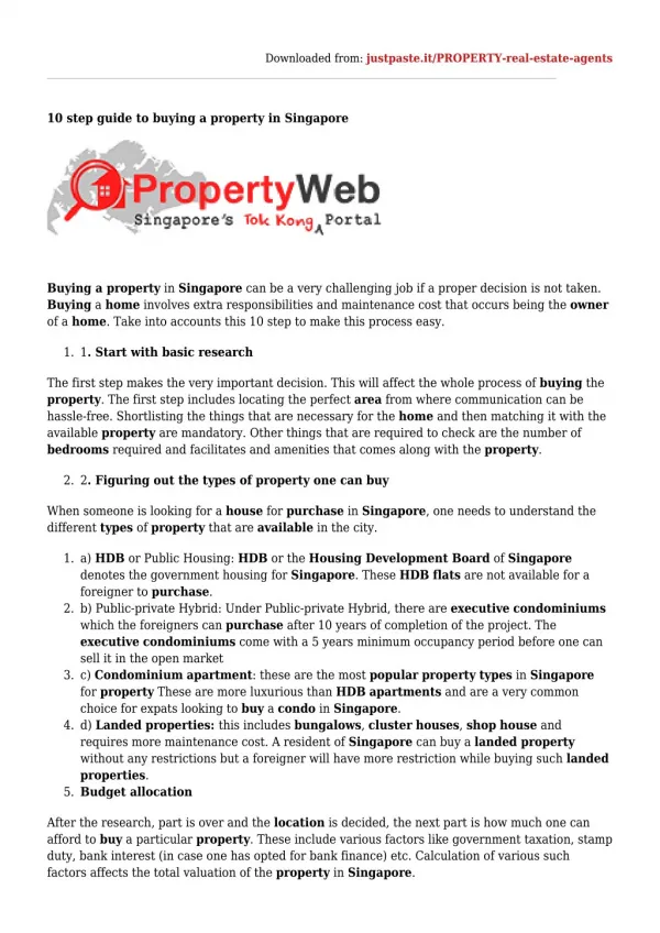 10 step guide to buying a property in Singapore