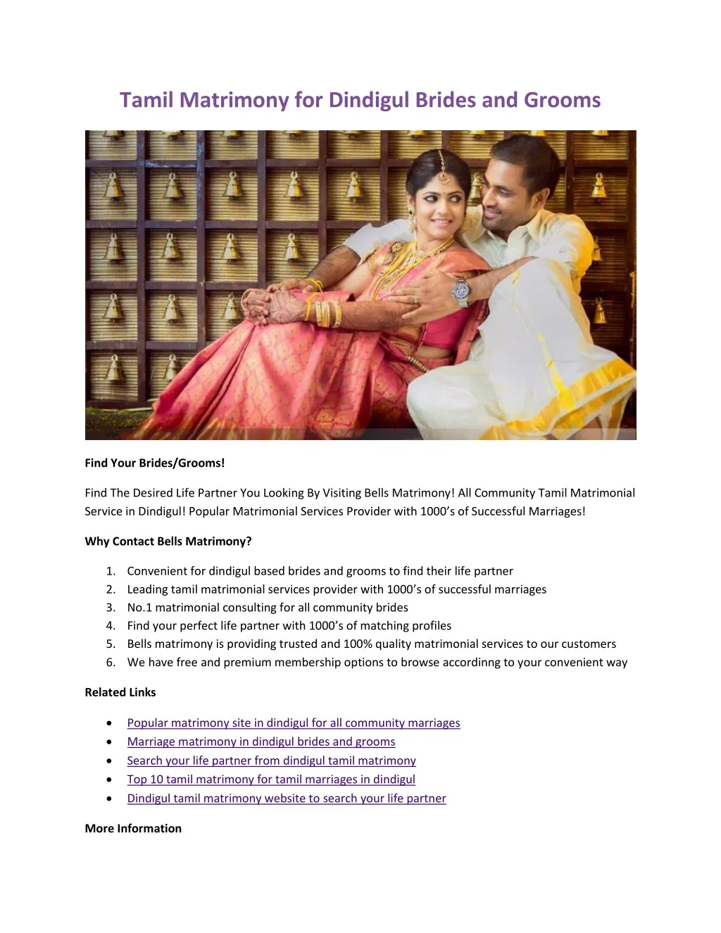 tamil matrimony for dindigul brides and grooms