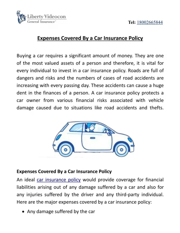 Expenses Covered By a Car Insurance Policy