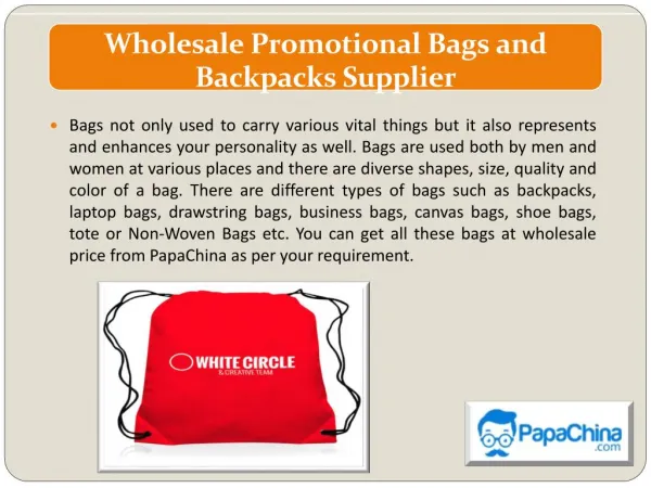 Buy Wholesale Promotional Bags and Backpacks