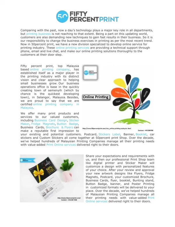 Online Printing Malaysia | Printing Malaysia | 50Percent Print