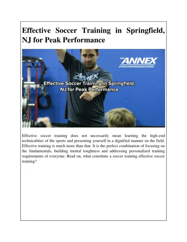 Effective Soccer Training in Springfield, NJ for Peak Performance