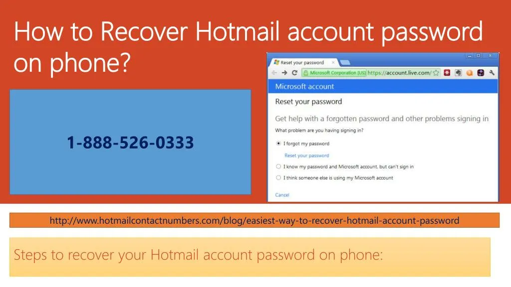 how to recover hotmail account password on phone