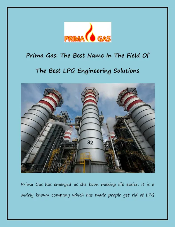 Prima Gas: The Best Name In The Field Of The Best LPG Engineering Solutions