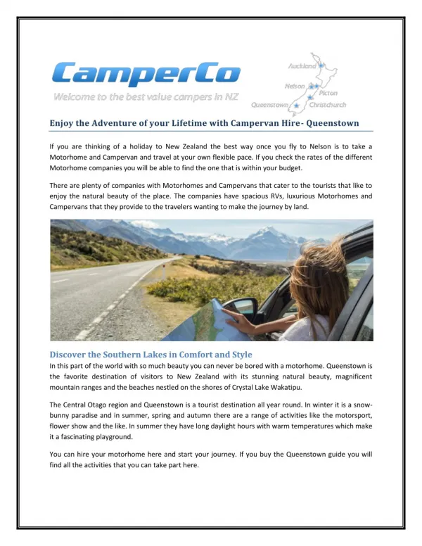 Enjoy the Adventure of your Lifetime with Campervan Hire- Queenstown