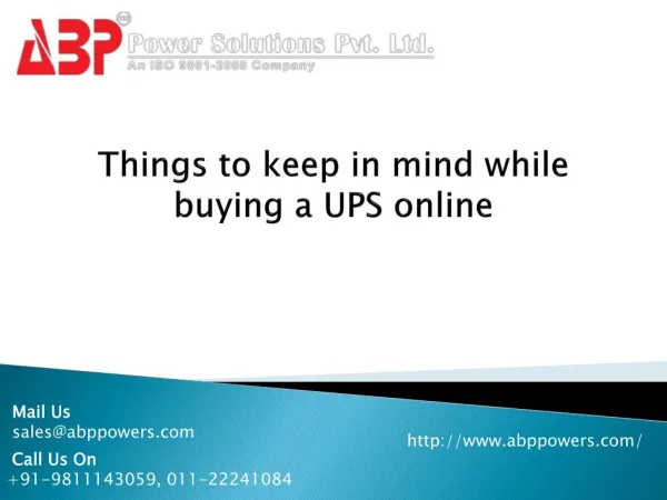 Things to keep in mind while buying a UPS online