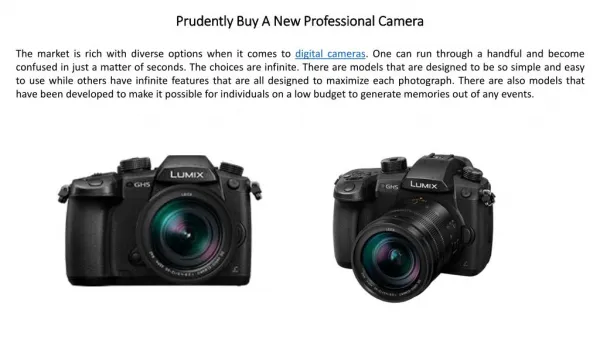 How Can You Prudently Buy A New Professional Camera?