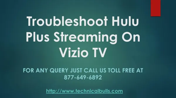 Troubleshoot Hulu Plus Streaming On Vizio TV