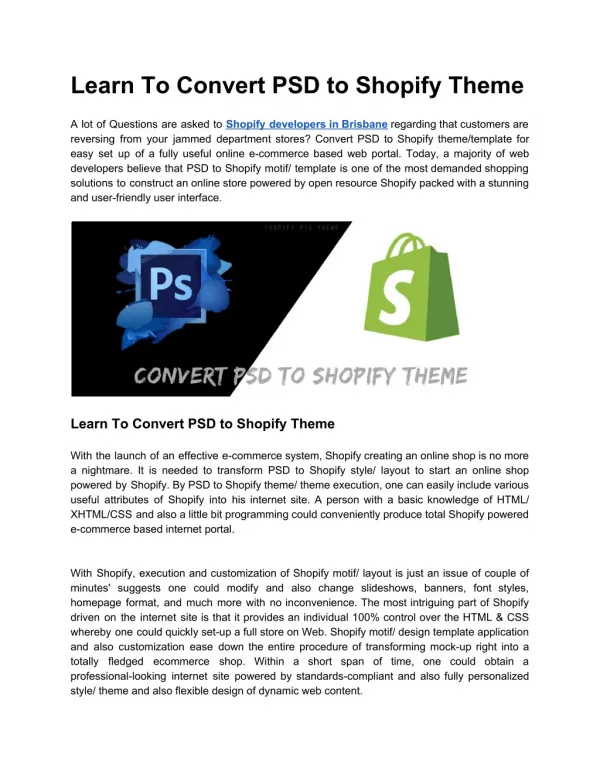 Convert PSD Files To Shopify Theme Template