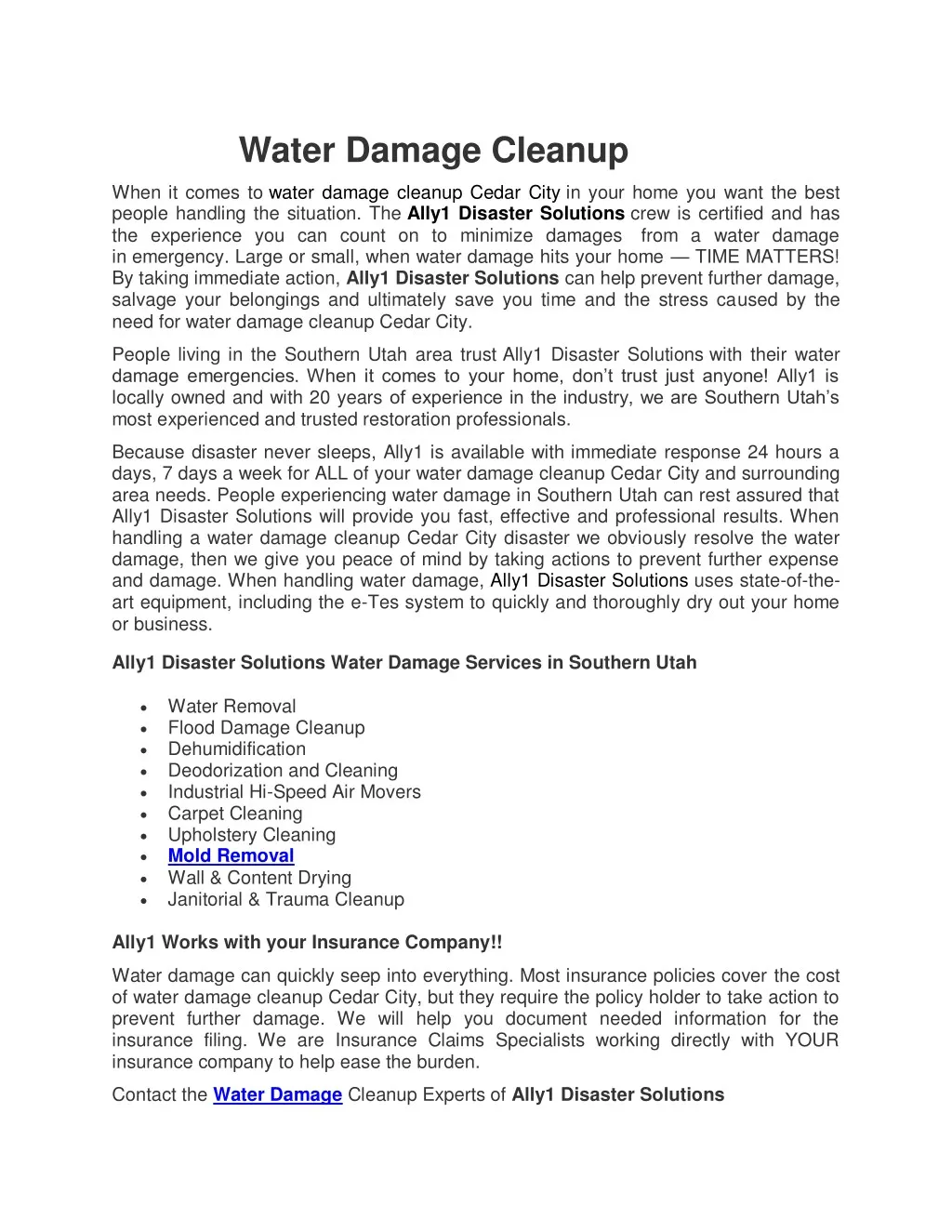 water damage cleanup