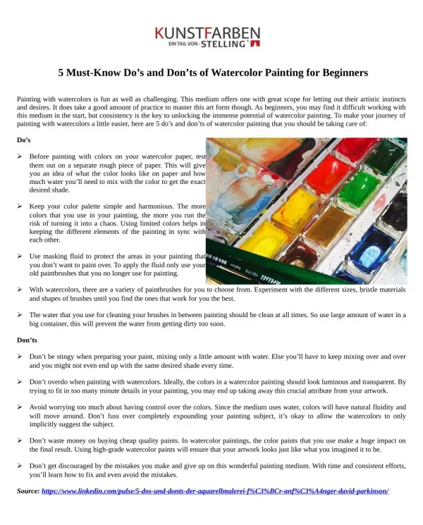 5 Must-Know Do’s and Don’ts of Watercolor Painting for Beginners