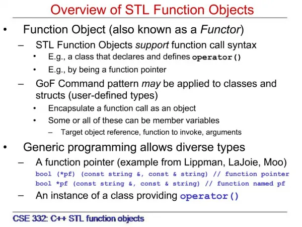 Overview of STL Function Objects