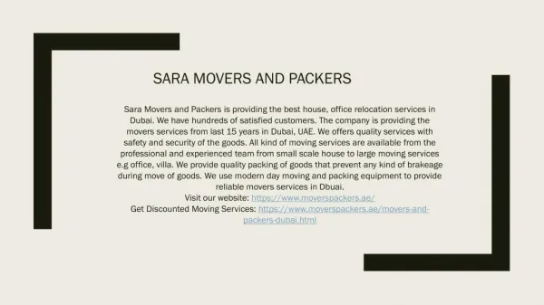 Movers Services in Dubai