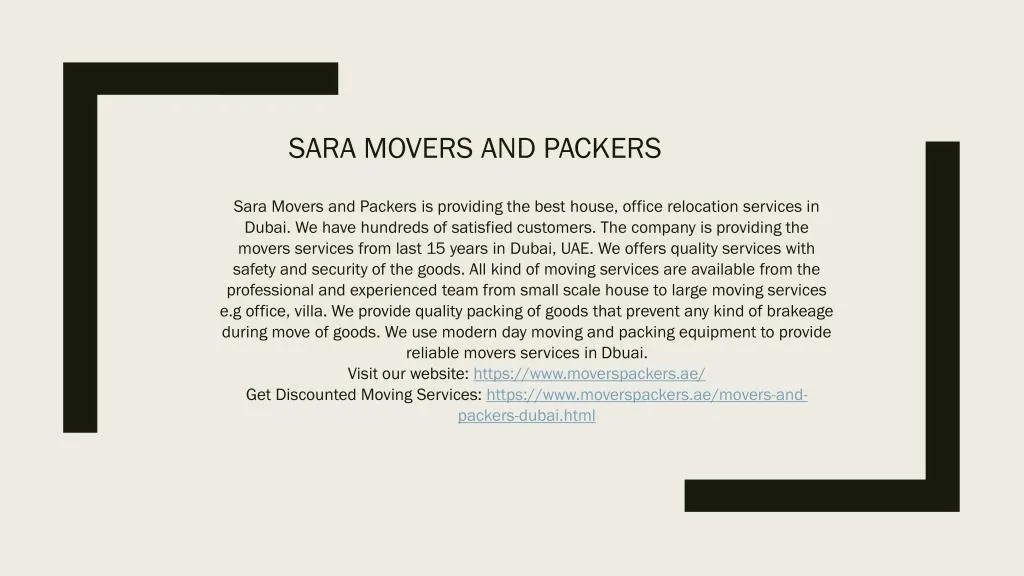 sara movers and packers
