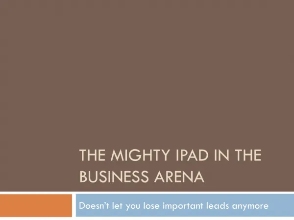 the mighty ipad in business arena