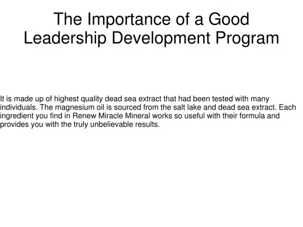 The Importance of a Good Leadership Development Program