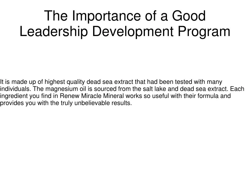 the importance of a good leadership development program