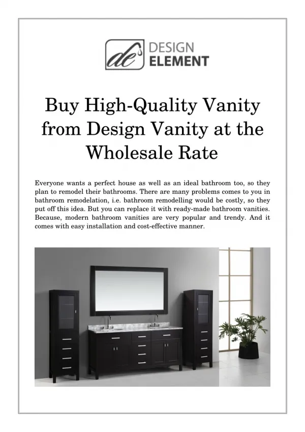Buy High-Quality Vanity from Design Vanity at the Wholesale Rate
