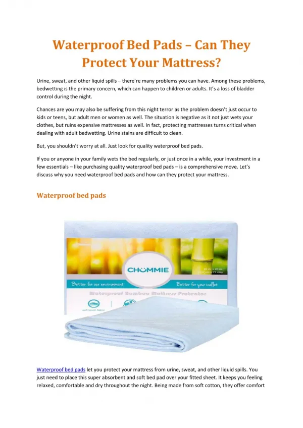 Waterproof Bed Pads – Can They Protect Your Mattress?