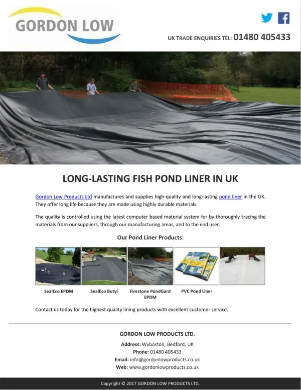 LONG-LASTING FISH POND LINER IN UK
