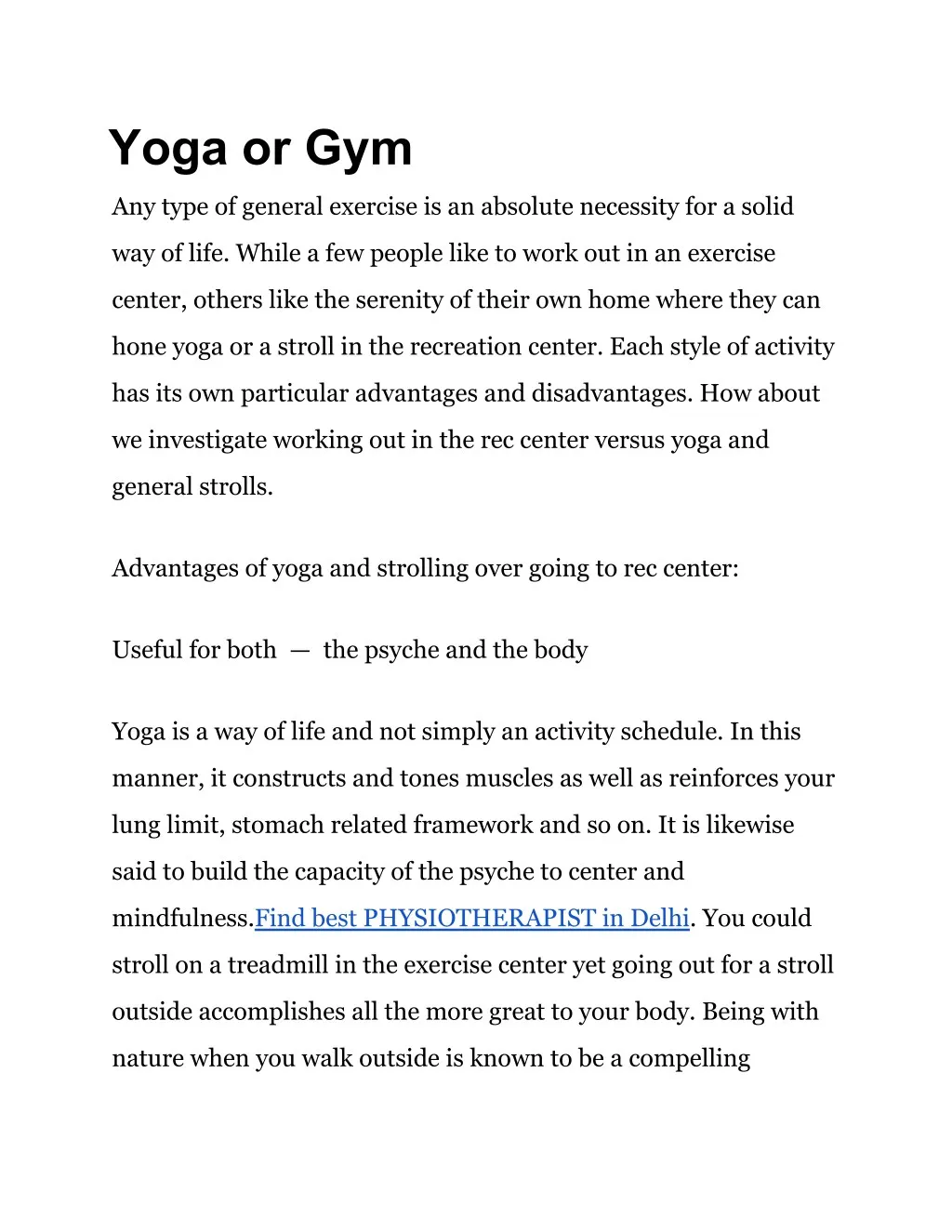 yoga or gym