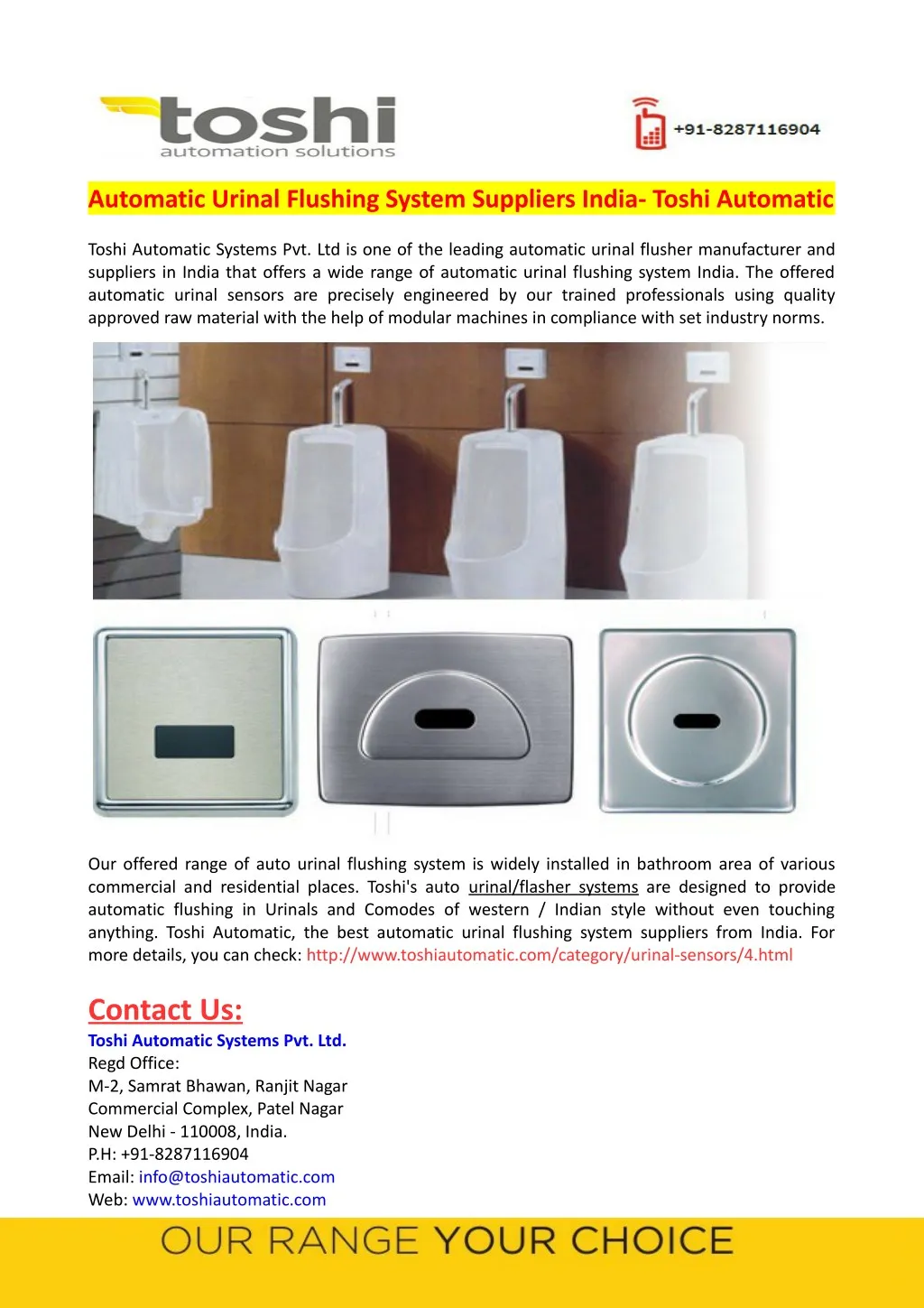 automatic urinal flushing system suppliers india