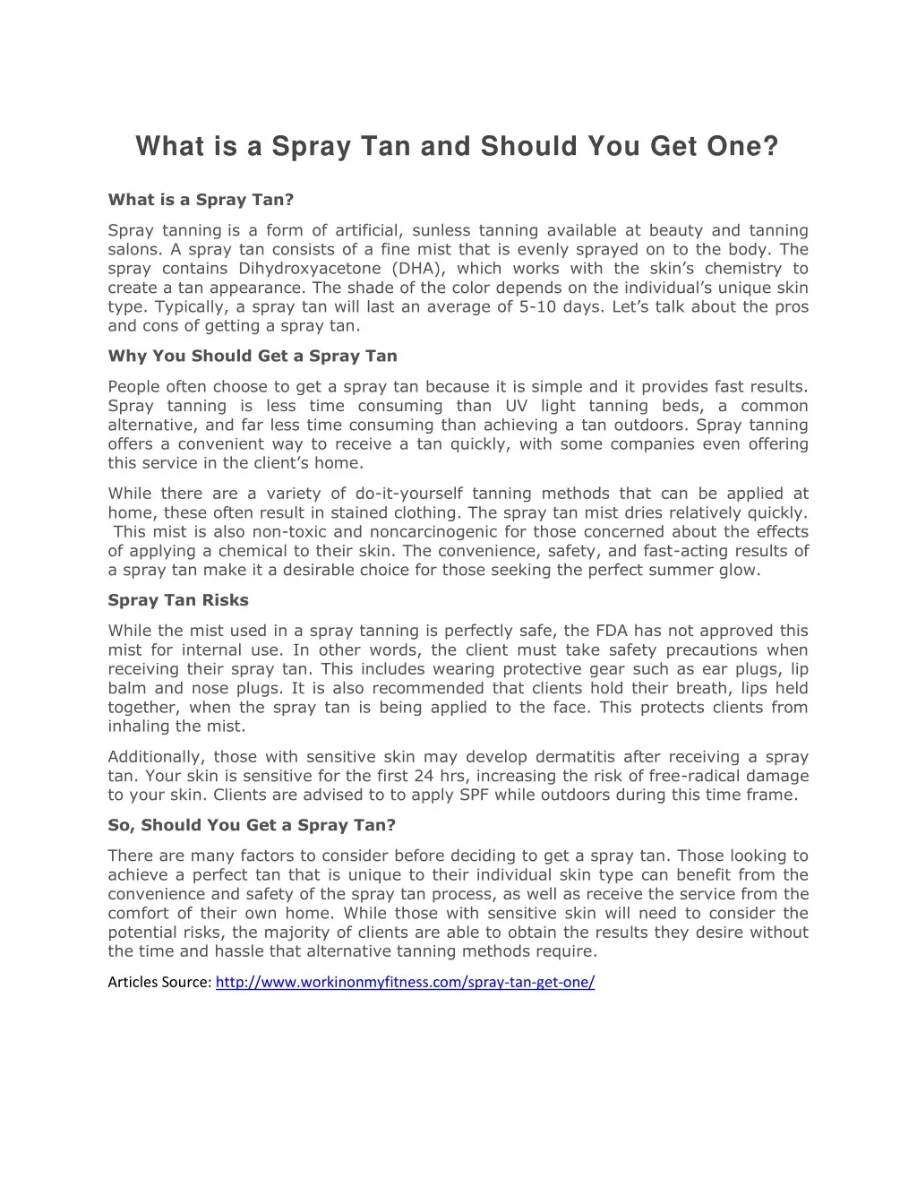what is a spray tan and should you get one