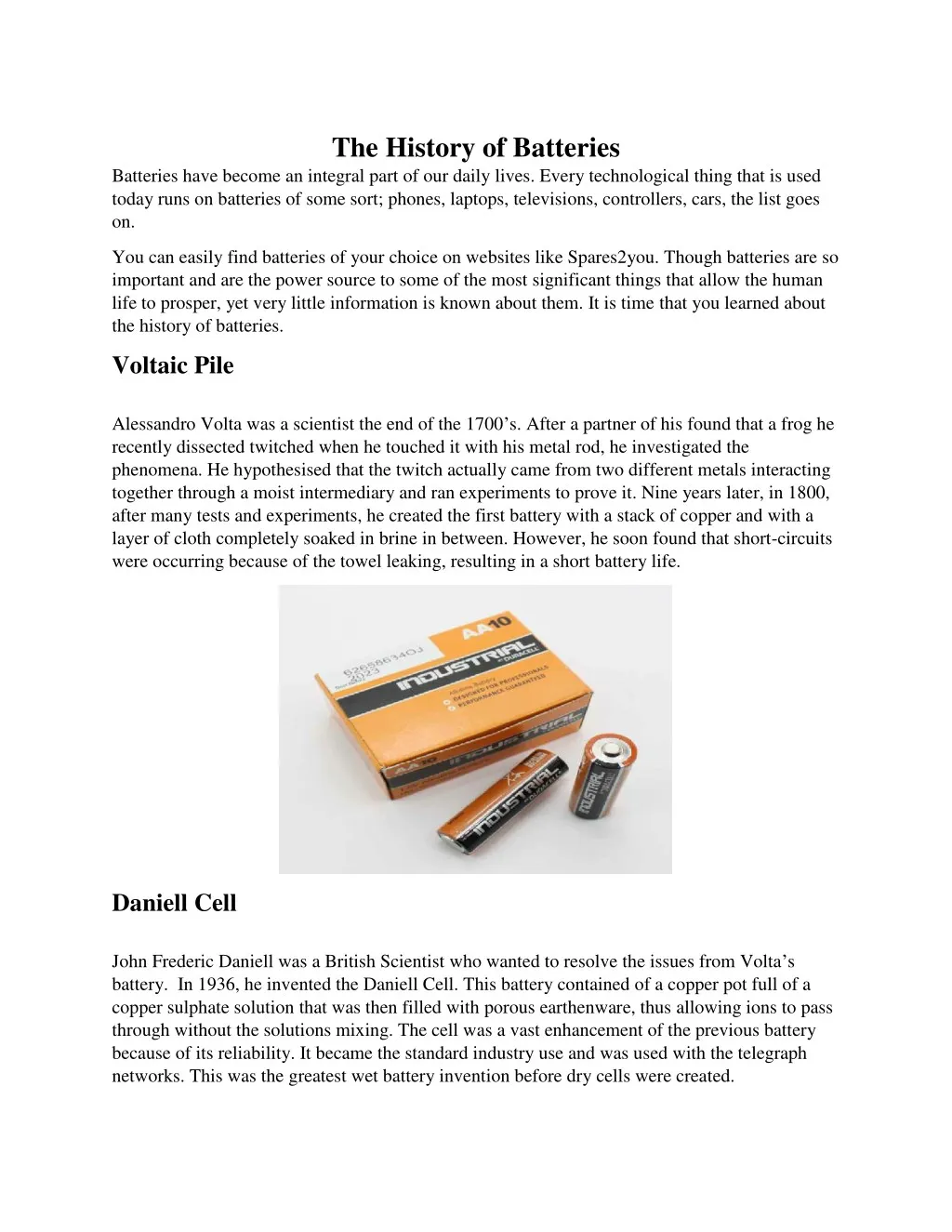the history of batteries