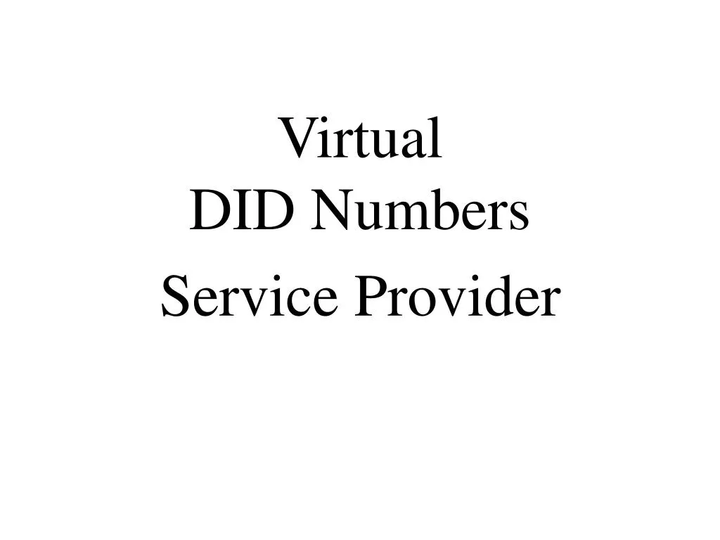 virtual did numbers service provider