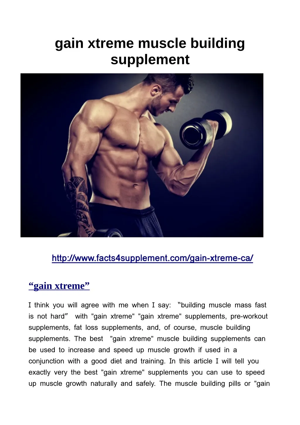 gain xtreme muscle building supplement