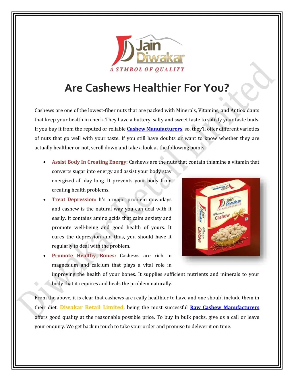 are cashews healthier for you
