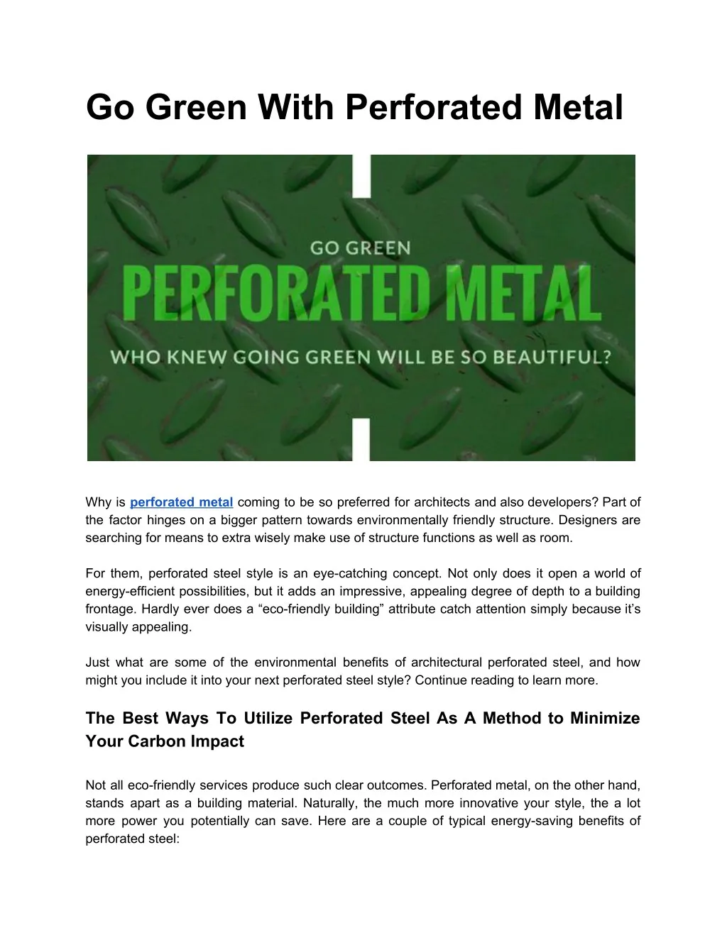 go green with perforated metal