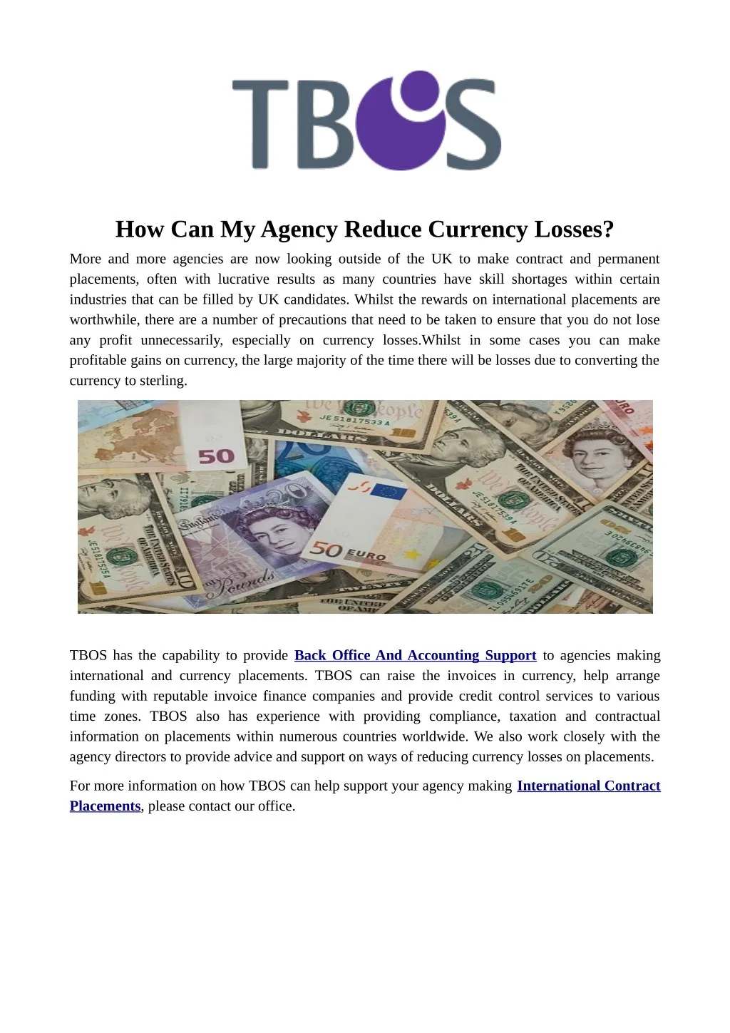 how can my agency reduce currency losses