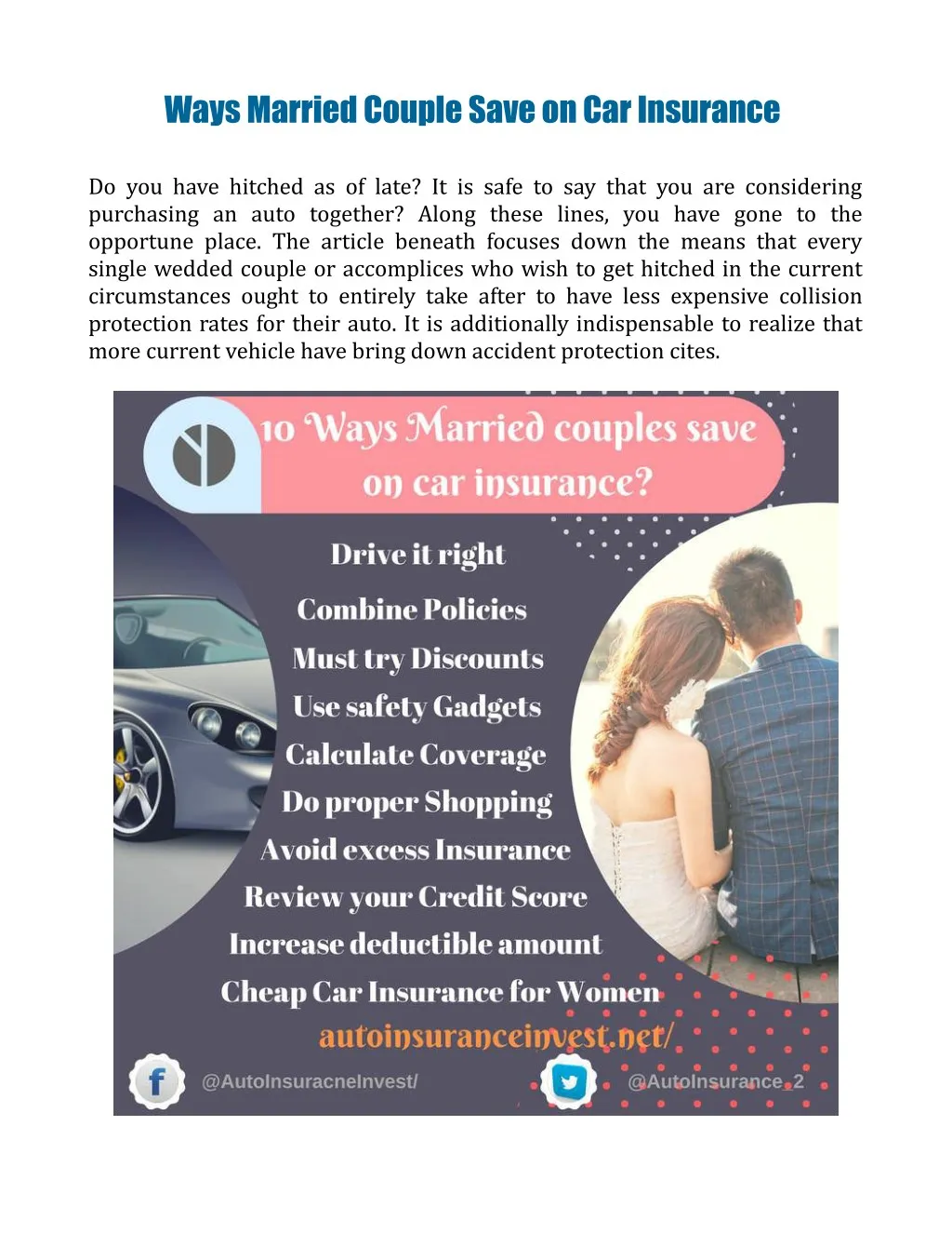 ways married couple save on car insurance