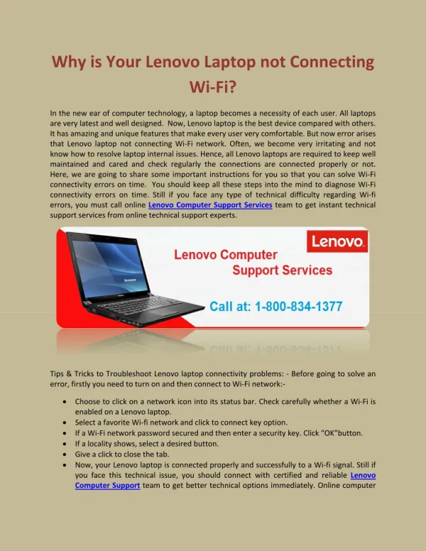 Why is Your Lenovo Laptop not Connecting Wi-Fi?