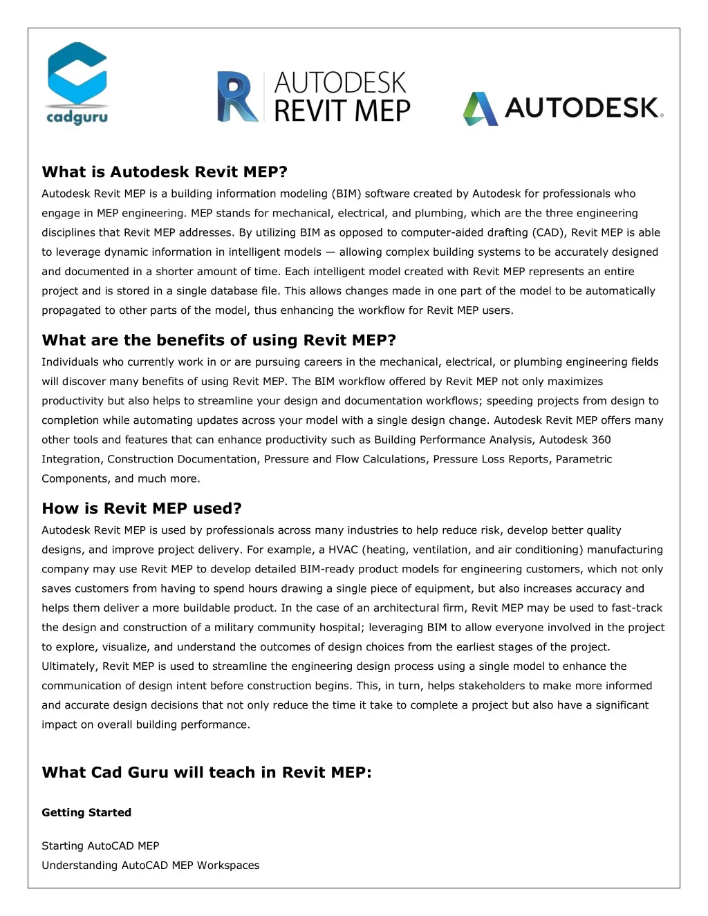 what is autodesk revit mep