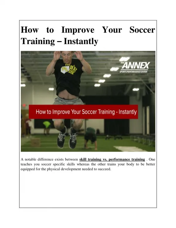 How to Improve Your Soccer Training - Instantly