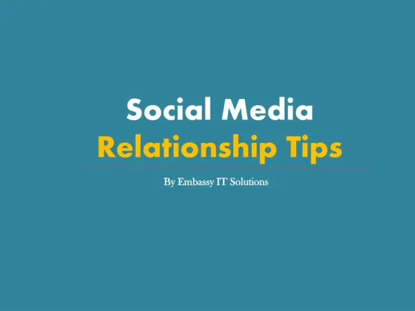 Social Media Relationship Tips