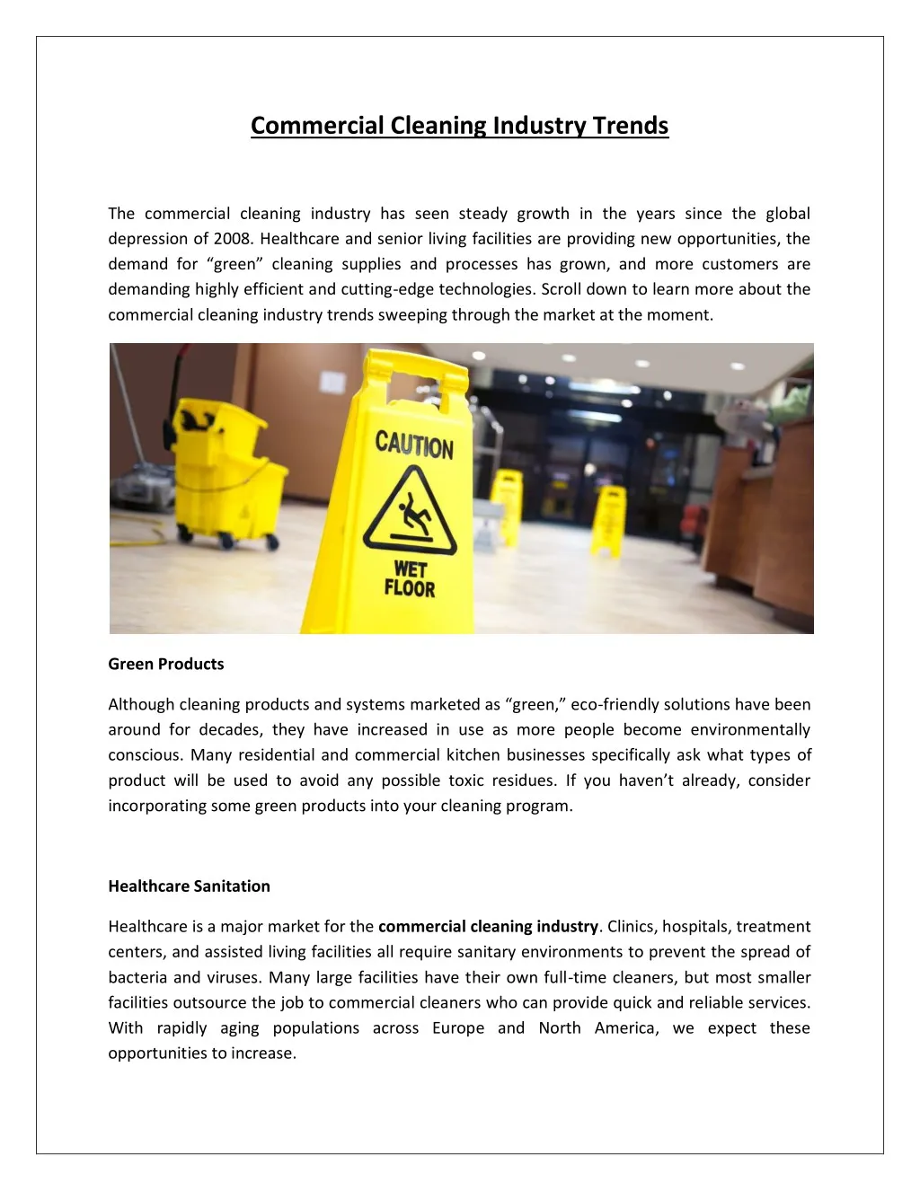 commercial cleaning industry trends