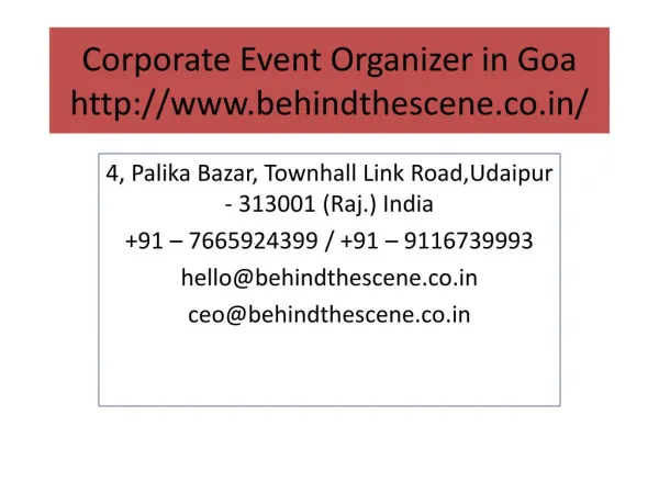 Corporate Event Organizer in Goa