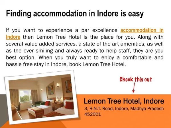 Accommodation in Indore