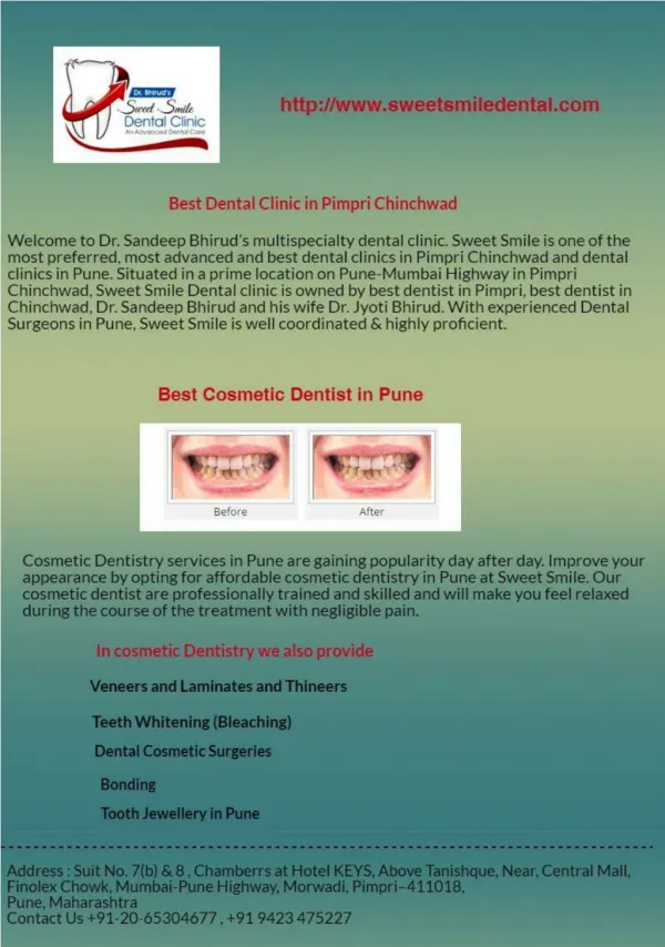 Cosmetic Dentistry in Pune , Best Cosmetic Dentist in Pune, India - Sweet Smile Dental