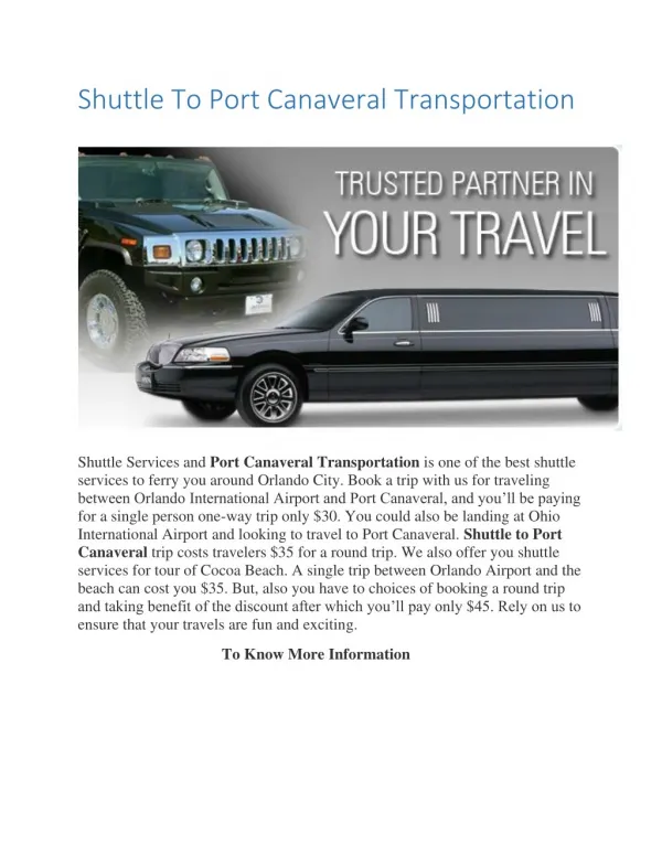 Shuttle To Port Canaveral Transportation