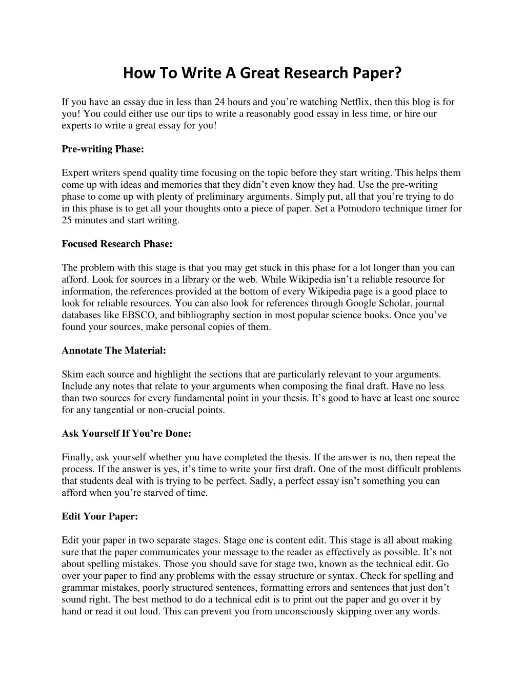 how to write a great research paper