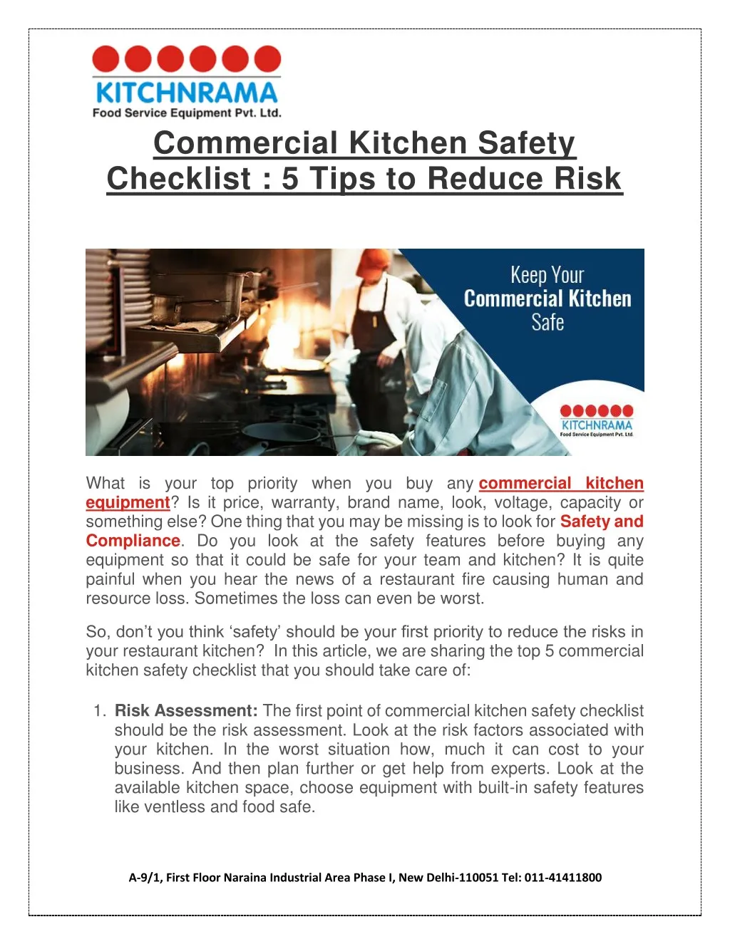 commercial kitchen safety checklist 5 tips